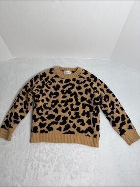 Btween Leopard Print Crewneck Sweater in Camel and Black Size 5